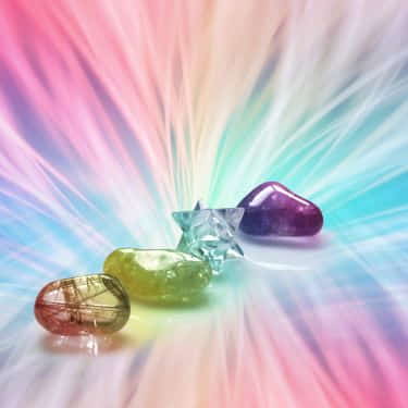 four healing crystlas with bright colours